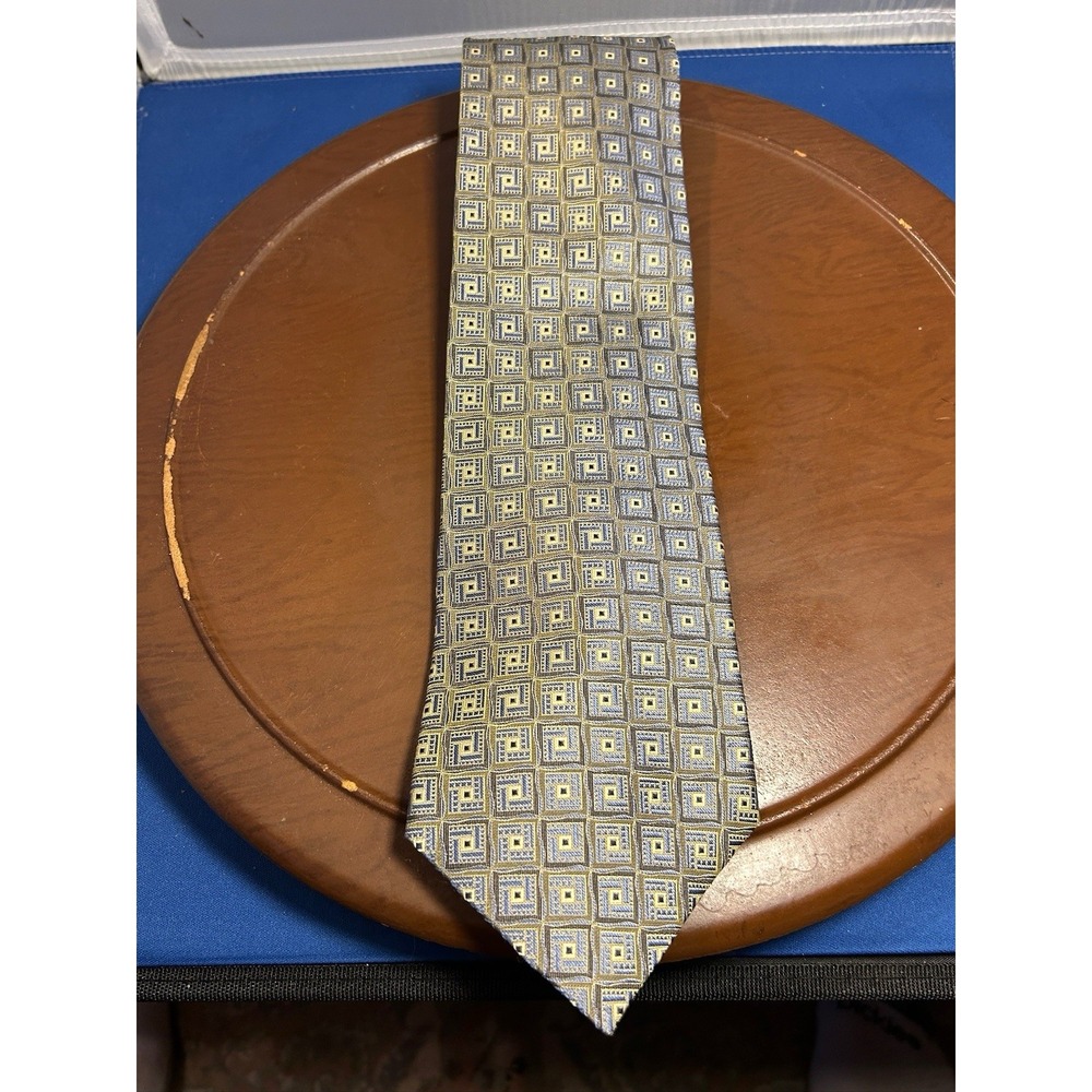 Burma Bibas Silver Men's 100% Silk Tie Abstract Geometric Necktie
